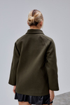 Haki Oversize Fermuarlı Kaşe Ceket