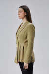 Haki Regular Fit Pile Detaylı Blazer Ceket