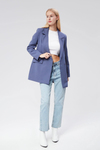 İndigo Regular Astarlı Dokuma Oversize Blazer Ceket