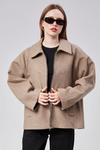 Kadın Kaşe Oversize Fermuarlı Ceket