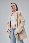 Kadın Oversize Astarlı Dokuma Blazer Ceket