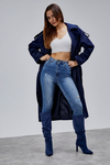 Kadın Oversize Astarlı Uzun Trençkot
