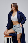 Kadın Oversize Astarlı Uzun Trençkot
