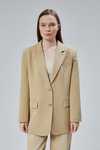 Kadın Oversize Düz Kesim Astarlı Dokuma Blazer Ceket