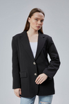 Kadın Oversize Düz Kesim Astarlı Dokuma Blazer Ceket