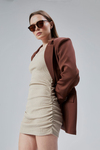Kadın Oversize Düz Kesim Astarlı Dokuma Blazer Ceket