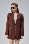 Kadın Oversize Düz Kesim Astarlı Dokuma Blazer Ceket