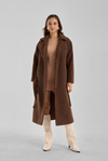 Kahverengi Buklet Kaşe Oversize Kaban