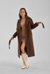 Kahverengi Buklet Kaşe Oversize Kaban