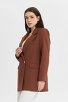 Kahverengi Oversize Dokuma Blazer Ceket