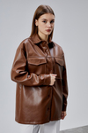 Kahverengi Premium Oversize Astarlı Deri Ceket 