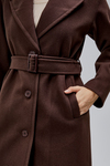 Kahverengi Premium Oversize Kemerli Kaşe Kaban