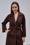 Kahverengi Premium Oversize Kemerli Kaşe Kaban