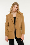 Karamel Kadın Düğmeli Oversize Blazer Ceket