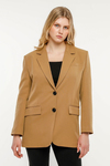 Karamel Kadın Düğmeli Oversize Blazer Ceket