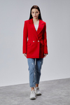 Kırmızı Oversize Dokuma Blazer Ceket
