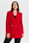 Kırmızı Oversize Dokuma Blazer Ceket