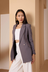 Koyu Gri Oversize Dokuma Blazer Ceket