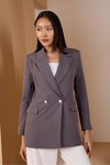 Koyu Gri Oversize Dokuma Blazer Ceket