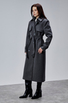 Koyu Gri Regular Rüzgarlık Detaylı Kaşe Kaban
