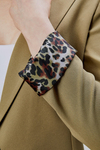 Koyu Haki Leopar Kolu Katlama Detaylı Regular Vatkalı Blazer Ceket