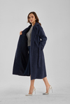 Lacivert Buklet Kaşe Oversize Kaban