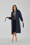 Lacivert Buklet Kaşe Oversize Kaban