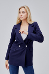 Lacivert Oversize Dokuma Blazer Ceket
