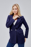 Lacivert Oversize Dokuma Blazer Ceket