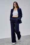 Lacivert Palazzo Pantolon Blazer Ceket Takım