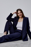 Lacivert Palazzo Pantolon Blazer Ceket Takım