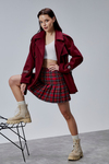 Lina Bordo Regular Fit Premium Kemerli Kaşe Ceket