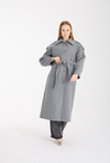 Marvella Gri Premium Apoletli Rüzgarlık Detaylı Kaşe Kaban