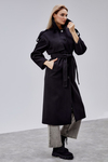 Marvella Siyah Premium Apoletli Rüzgarlık Detaylı Kaşe Kaban