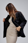 Mia Siyah Ekose Yaka Cepli Oversize Trençkot