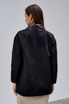 Mia Siyah Ekose Yaka Cepli Oversize Trençkot