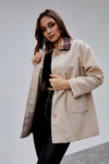 Mia Vizon Ekose Yaka Cepli Oversize Trençkot