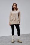 Mia Vizon Ekose Yaka Cepli Oversize Trençkot