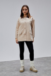 Mia Vizon Ekose Yaka Cepli Oversize Trençkot