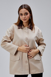 Mia Vizon Ekose Yaka Cepli Oversize Trençkot