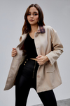 Mia Vizon Ekose Yaka Cepli Oversize Trençkot