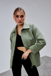 Mint Oversize Fermuarlı Kaşe Ceket
