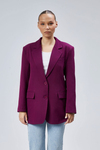 Mor Kadın Düğmeli Oversize Blazer Ceket