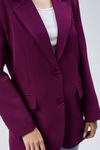 Mor Kadın Düğmeli Oversize Blazer Ceket