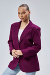 Mor Kadın Düğmeli Oversize Blazer Ceket