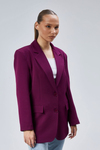 Mor Kadın Düğmeli Oversize Blazer Ceket