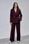 Mürdüm Palazzo Pantolon Blazer Ceket Takım