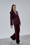 Mürdüm Palazzo Pantolon Blazer Ceket Takım