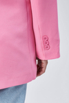 Pembe Kadın Düğmeli Oversize Blazer Ceket