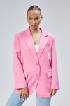 Pembe Kadın Düğmeli Oversize Blazer Ceket